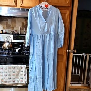 Sky blue linen-cotton Boho dress size L.